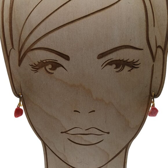 Jewelry - Vintage Gold & Red Clip-On Earrings with Red Stone Accent Dangles